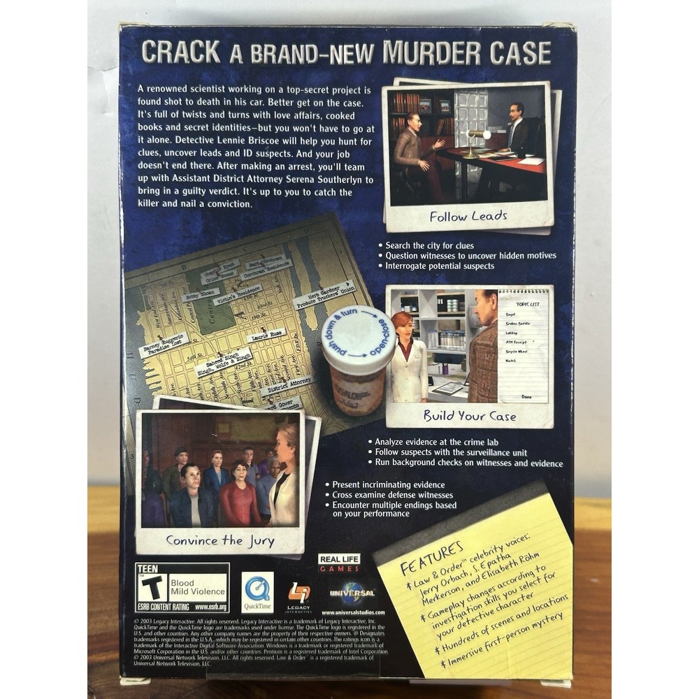 Law & Order II Double or Nothing PC‎ CD ROM Game for Win 98/2000/ME/XP 2003 - Picture 5 of 6